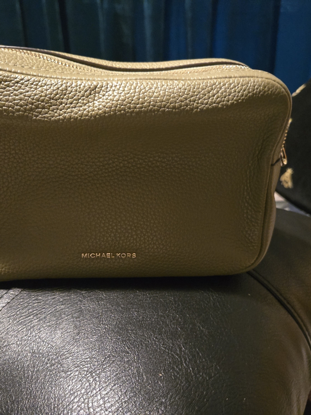 Michael Kors Olive Green Leather Dopp Kit